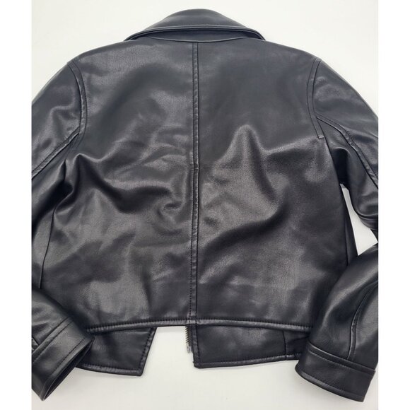 Gap Kids SZ S (6/7)  Faux Leather Moto Jacket Biker Black Classic Rock - Picture 2 of 10